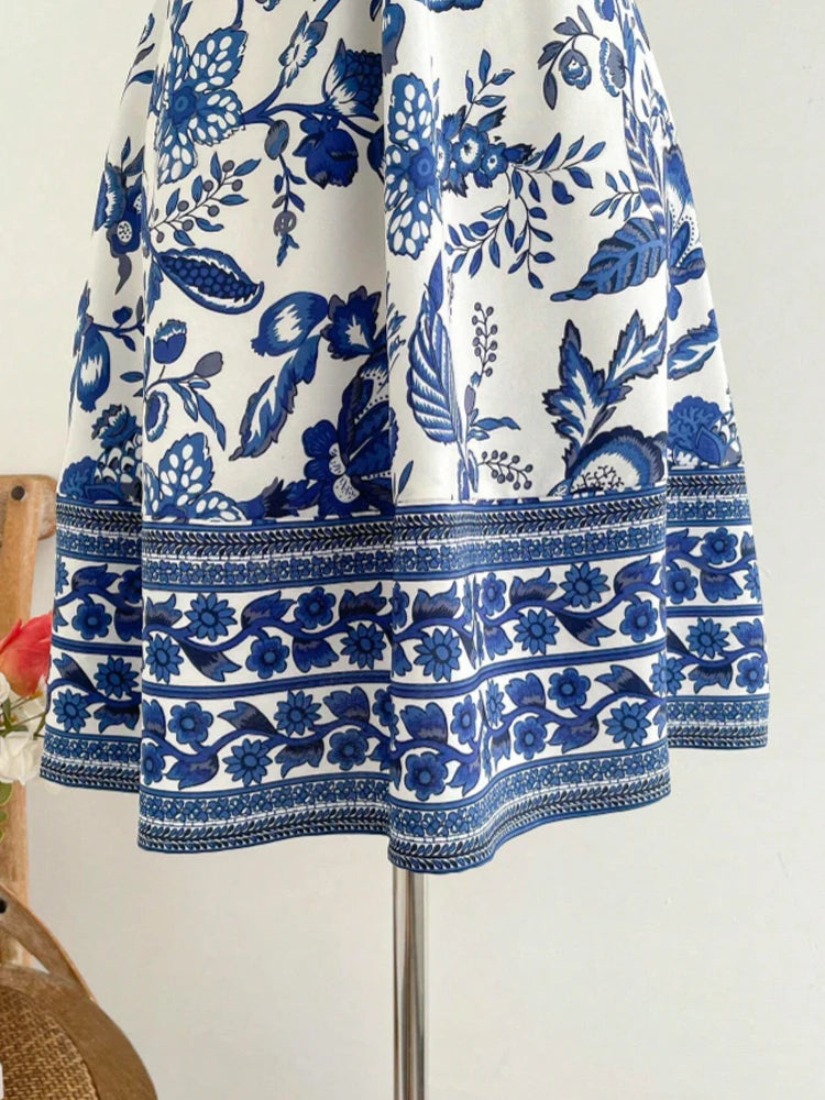 Women's Floral Halter Beach Dress Knee-Length A-Line